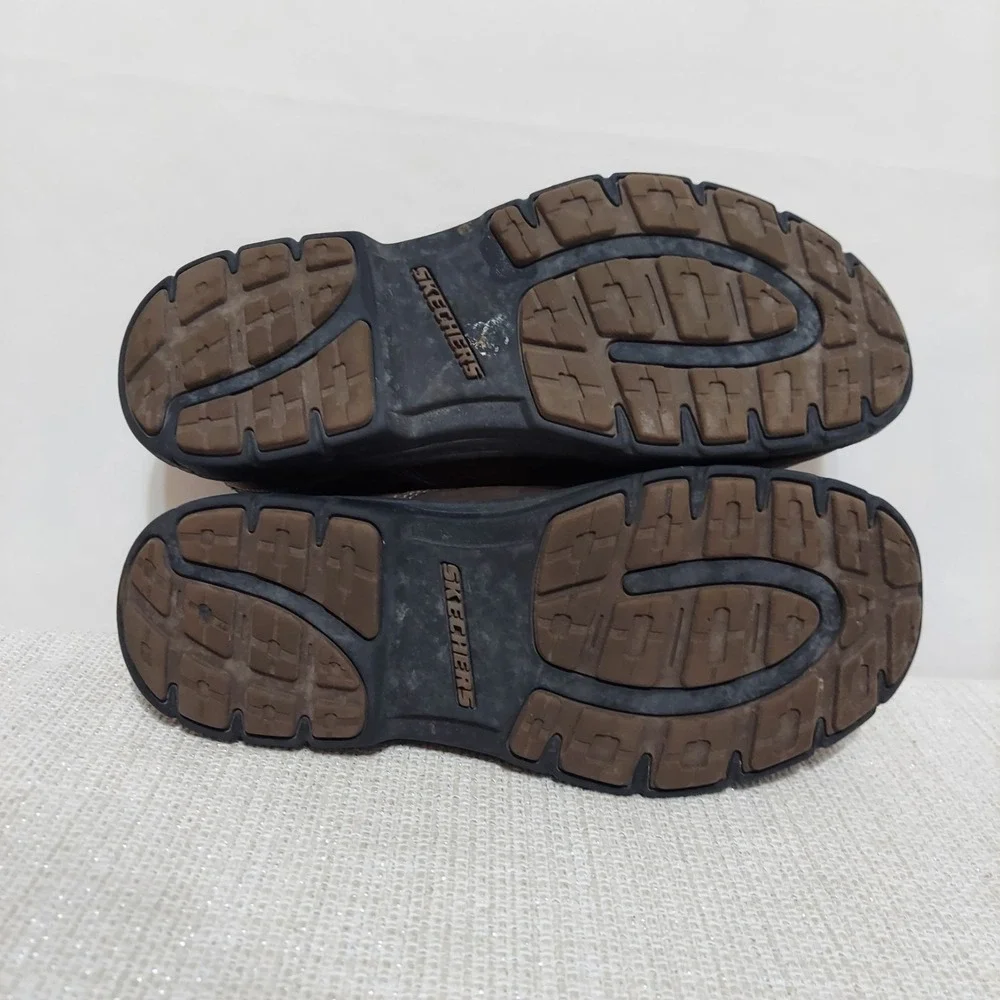 Skechers Segment The Search Brown Leather Slip-On Comfort Shoes Men's Size 8.5
